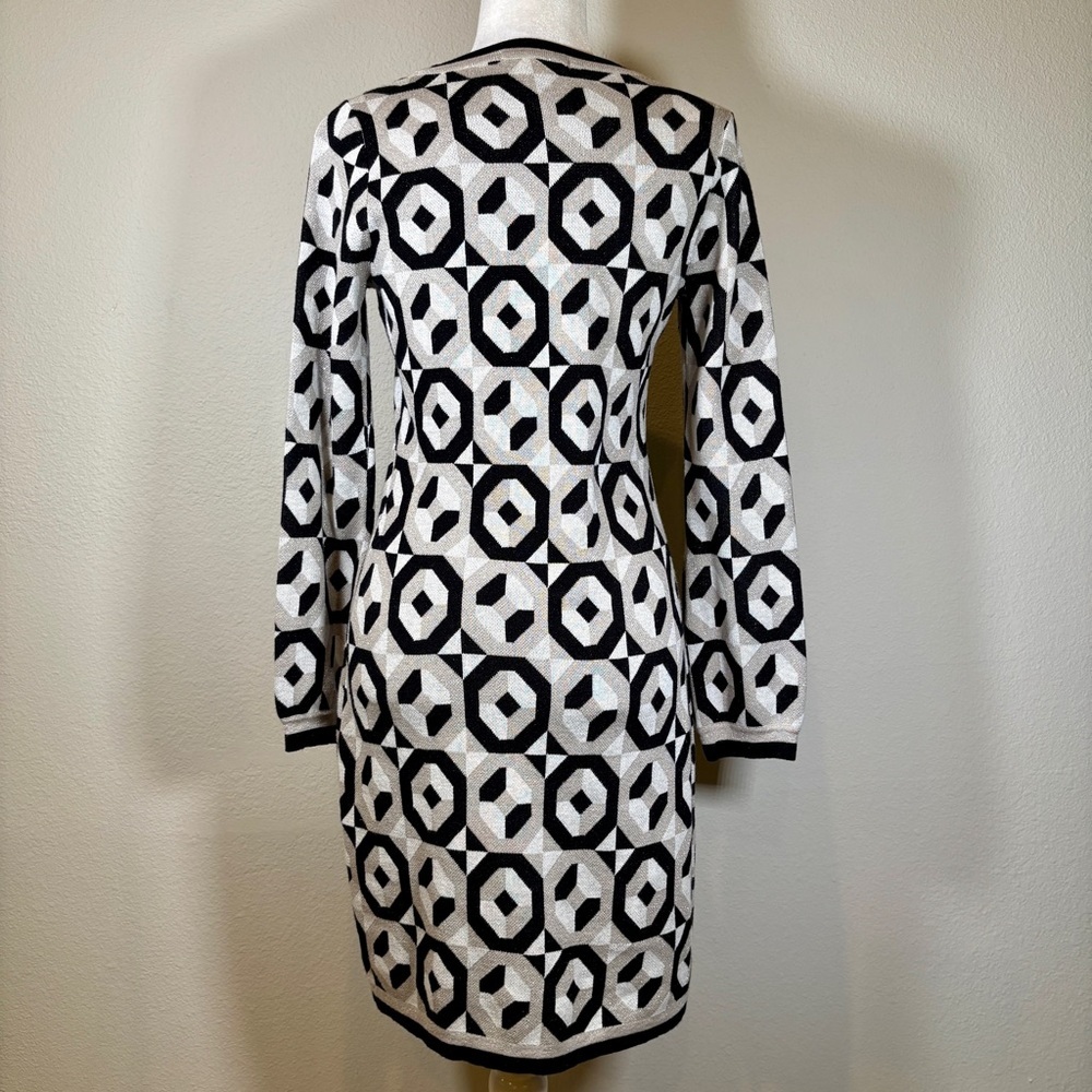 Boden Geometric Long Sleeve Sweater Dress Size 6 - Picture 3 of 9
